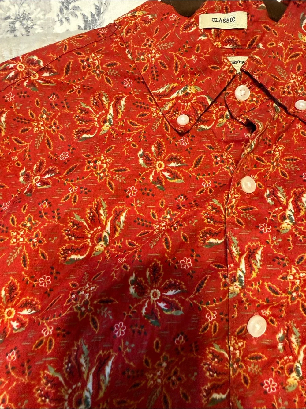 J.Crew Secret Wash Men’s Medium Red Floral Print Short Sleeve Shirt